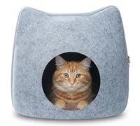 Grotte pour Chat en Feutre, Maison de Chat Semi-fermée en Forme de tête, lit Grotte Confortable à gratter avec Fermeture éclair, 16, 1 x 15 x 14, 2 Pouces, Gris Clair, décoration d'intérieur