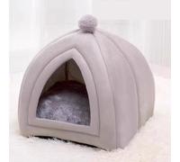 Grotte pour chat et chaton, lit confortable à capuche pour chat, chiot et chaton, igloo avec fond antidérapant, lavable (28 x 28 x 30 cm, gris)