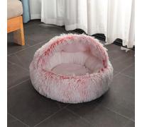 Grotte pour chat et chien de taille moyenne, lit semi-fermé à capuche pour chien de taille moyenne, igloo apaisant d'intérieur lavable, pour petits chats (rose, 65 cm)