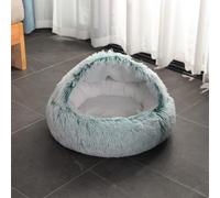 Grotte pour chat et chien de taille moyenne, lit semi-fermé à capuche pour chien de taille moyenne, igloo apaisant d'intérieur lavable, pour petits chats (vert, 60 cm)