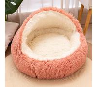 Grotte pour chat et petit chat - Igloo coupe-vent chaud avec capuche antidérapante - Lavable - Cachette apaisante pour chiot et chaton (rose, taille XL, 60 cm)