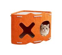 Grotte pour chat, lit en feutre semi-fermé, nid pour animal de compagnie à double entrée, design en feutre chaud et confortable, accessoire confortable pour chat, lit de voyage de camping intérieur et