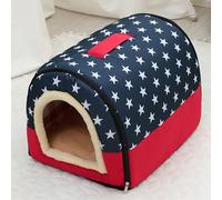 Grotte pour chat, maison d'intérieur avec coussin chaud, niche pliable et antidérapante pour animaux de compagnie, chiot, chaton, lapin - Tente portable de taille moyenne (37 x 32 x 30 cm, style 2)