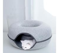 Grotte pour Chats d'intérieur, lit Tunnel pour Chat en Forme de Beignet, pour Chats de Taille Moyenne jusqu'à 30 LB (Color : A, Size : 50X20cm)