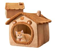 Grotte pour de Compagnie en Peluche - Lit de Sommeil Doux et fermé, Maison chaleureuse et Confortable | Lieu de Repos Confortable pour Chats, Chiens, Lapins, Petits, Accessoire de Chai