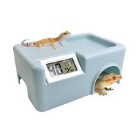 Grotte pour lézard - 14 x 9 x 5,58 cm - Décoration de terrarium avec capteur de température et d'humidité - Grotte amphibienne, pour terrarium, serpents, grenouilles, amphibiens, petits animaux