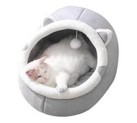 Grotte pour lits pour chats - cabane pour dormir en intérieur de 17 x 16 pouces, maison chaude pour chats fermée, dôme en forme d'oreille avec boule de poil, design lavable | porches de jardin,