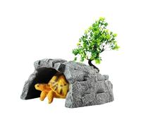 Grotte pour reptiles - 11 x 12,5 x 6 cm - Décoration d'aquarium - Abri de tronc d'arbre - Décoration d'habitat amphibien ou lézards - Dragon barbu - Serpent - Terrarium