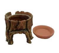 Grotte pour reptiles - Cachette amusante pour reptiles dans le tronc d'arbre - Avec plateau d'alimentation - Accessoires d'aquarium - Paysage sous- pour animaux de compagnie