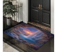 Grottes Cascades Couchers De Soleil Paillasson 45 x 75 cm, Tapis Paysages Naturels Magnifiques Entrée Intérieur Antidérapant, Lavable, Profil Bas, Facile à Nettoyer, Pour Couloir, Porte, Cuisine, Bleu