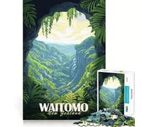 Grottes de Waitomo,Nouvelle-Zélande Puzzle 1000 pièces à remémorer Jeu Amusant avec Technologie de découpe Laser avancée Jouet de Divertissement d'intérieur pour Les Vacances (50x75cm)