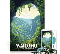 Grottes de Waitomo,Nouvelle-Zélande Puzzle de 1000 pièces pour Adultes Jeu de réflexion Stimulant Structure à emboîtement précise Facile à Apprendre Plaisir en Famille (38x26cm)