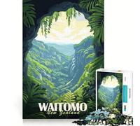 Grottes de Waitomo,Nouvelle-Zélande Puzzle de 1000 pièces Stimulez Votre Esprit Découpe Nette Composants Robustes Un Divertissement captivant pour des Moments de détente à la Maison (38x52cm)