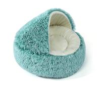 Grottes en peluche pour chats et animaux de compagnie, lit à capuche lavable pour chats et animaux de compagnie, abri apaisant pour animaux de compagnie, lit chaud à capuche (50 x 50 x 40 cm, vert)