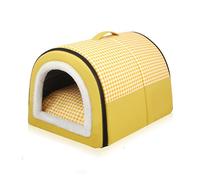 Grottes pour chat avec poignée pour intérieur, maisons imperméables pour chaton, lits pour animaux de compagnie - Maison amovible avec fond antidérapant - 60 x 43 x 40 cm, jaune