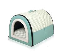 Grottes pour chat avec poignée pour intérieur, maisons imperméables pour chaton, tapis amovible avec fond antidérapant, lits amovibles pour animaux domestiques (45 x 32 x 35 cm, vert)