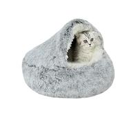 Grottes pour chat d'intérieur en peluche avec fond antidérapant - Doux et apaisant - Lavable en machine - Avec fond antidérapant (40 x 40 x 20 cm, gris)