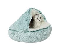 Grottes pour chat d'intérieur en peluche avec fond antidérapant - Doux et apaisant - Lavable en machine - Avec fond antidérapant (40 x 40 x 20 cm, vert)