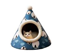 Grottes pour chats d'intérieur, lit fermé pour chat | Lit triangulaire pour chat en peluche avec housse | Tente mignonne pour chien, coussin de terrier pour chiot, lit de nidification auto-chauffant p