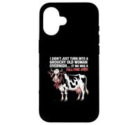 Grouchy Old Woman Cow Full Time Job Funny Tee Coque pour iPhone 16
