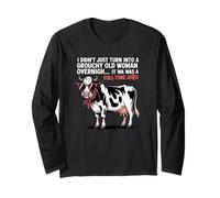 Grouchy Old Woman Cow Full Time Job Funny Tee Manche Longue