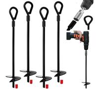 Ground Anchor, 38 cm, Heavy Duty, Terrier Protection, Tents, Swings, Trampoline, 4 Pieces Black