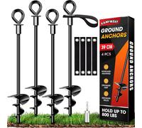 Ground Anchor Kit Set of 4 with Straps for Trampoline,Tents,Swings,Awnings,Metal Anchor Kit for Trampoline,Strong Wind