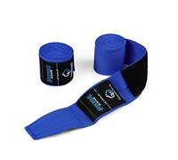 Ground Game Bandages de boxe bleu fluo 4 m élastiques avec bande Velcro forte pour sports de combat boxe boxing thaï MMA entraînement
