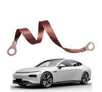 Ground Strap Flexible, Flat Copper Ground Strap with Ring Terminals, Reinforced Electrical Grounds Engine Cable for Cars Trucks, Universal Fit for Automotive Battery and Chassis Connection