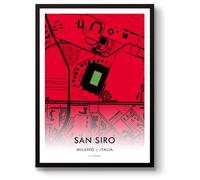 GroundDesigns AC MILAN Football Gift SAN SIRO Stadio Giuseppe Meazza Italia 90 Stadium Art Map Impression A3