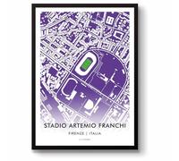 GroundDesigns ACF FIORENTINA Carte du stade Stadio Artemio Francchi Florence Italie 90 Stade Art Map sans cadre A3 Viola