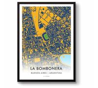 GroundDesigns Boca Juniors Affiche de football La Bombonera sans cadre Format A3 Carte de Buenos Aires Argentine
