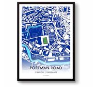 GroundDesigns IPSWICH TOWN Carte de football de Porman Road Stade Art Print ITFC