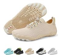 Grounding Shoes with Copper for Men Women, Waterproof Non-Slip Barefoot Hiking & Outdoor Shoes, Quick-Dry, Wide Toe, Orthopedic Comfort for Travel, Beach, & Trail Running (H01-Apricot,43)