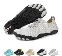 Grounding Shoes with Copper for Men Women, Waterproof Non-Slip Barefoot Hiking & Outdoor Shoes, Quick-Dry, Wide Toe, Orthopedic Comfort for Travel, Beach, & Trail Running (H01-Gray,41.5)