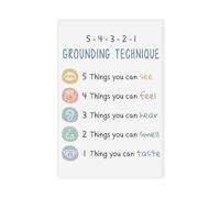 Grounding Technique, Anxiety Grounding Poster, Calm Down Corner, Calm Down Corner, Calm Classroom, School Psychology Canvas Poster Wall Art Print Picture Painting for Living Room Decoration 50,8 x