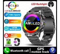 Group Montre Intelligente Amoled Pour Homme,Tracker D'Activité,Ip68,Étanche,Appel Bluetooth,Huawei,Xiaomi,Batterie 2024 Mah,Nouveau,450.Black Steel.