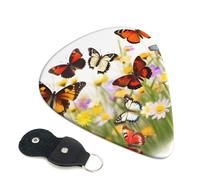 Group of Butterflies Lot de 6 médiators en cuir pour guitare électrique, ukulélé 0,71 mm