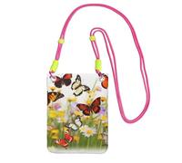 Group of Butterflies Mini sac à bandoulière étanche pour téléphone portable et homme avec sangle réglable pour téléphone portable, pochette de voyage pour téléphone portable, fuchusia, taille unique
