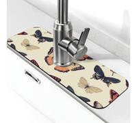 Group of Butterflies Tapis de robinet anti-éclaboussures pour robinet de cuisine, poignée de robinet anti-goutte, plateau de séchage pour salle de bain (38,1 x 14 cm)