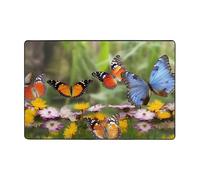 Group of Butterflies Tapis moderne en peluche courte ultra doux lavable antidérapant pour salon, chambre à coucher, bureau, dortoir, décoration d'intérieur 183 x 122 cm