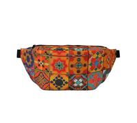 Group of Marocain Géométrique Imprimé Sac Banane Réglable Sac Banane Léger Voyage Ceinture pour Marche Cyclisme Randonnée Voyage, Noir , Taille unique, Sac à dos décontracté