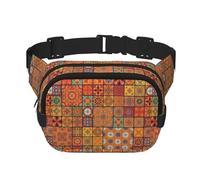 Group of Marocain Géométrique Unisexe Réglable Taille Carré Double Couche Ceinture Pack pour Activités de Plein Air Voyage Course Randonnée, Noir , Taille unique