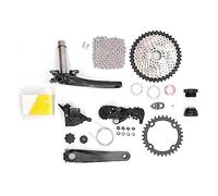 Groupe 9 vitesses 42T Volant d'inertie Kit de changement de vitesse Manivelle Dérailleur arrière Ensemble de chaîne Acier allié d'aluminium haute résistance pour VTT Cyclisme sur (Plateau 32 dents)