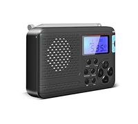 Groupe AM/FM/SW/TV Radio de Radio et réveil alimenté par la Batterie radios Portables Haut-Parleur intégré Radio numérique avec USB Charging Casque, Noir