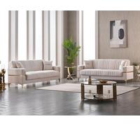 Groupe Canapé en tissu trois places Beige Canapé rembourré 3 places Canapé de luxe