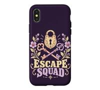 Groupe d'amis avec Escape Room Squad Puzzle Game Coque pour iPhone X/XS