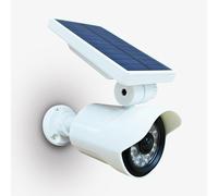 Groupe DDC Caméra Factice Solaire Extérieur avec Détecteur de Mouvement - Éclairage LED 800 Lumens - IP65 - Sécurité Jardin Entrée Garage - Fausse Caméra Anti Intrusion sans Fil (Blanc)