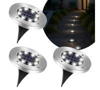 Groupe DDC spot solaire encastrable extérieur LED lot de 3 - projecteur jardin lumière blanche 4000K - étanche IP65 détecteur crépusculaire - éclairage terrasse allée sans fil autonome