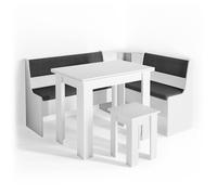 Groupe de banquettes d'angle Roman, 150x120cm avec table, Blanc, Vicco 30773